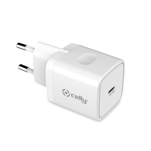 [000000399] CELLY MAINS CHARGER 20W 1 USBC PORT WHITE TC1USBC20WWH