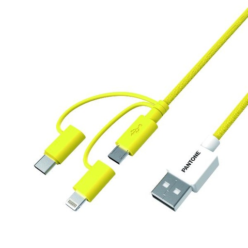[000000403] CELLY PANTONE 3-IN-1 YELLOW MICRO-USB-USBC - LIGHTNING CABLE CELPT-USB003Y1