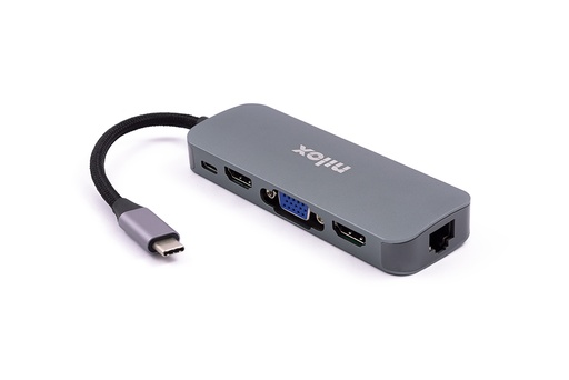 [000000468] NILOX DOCK TYPE C 3 USB 3.0, HDMI + HDMI + VGA, USB C, RJ45 NXDSUSBC03