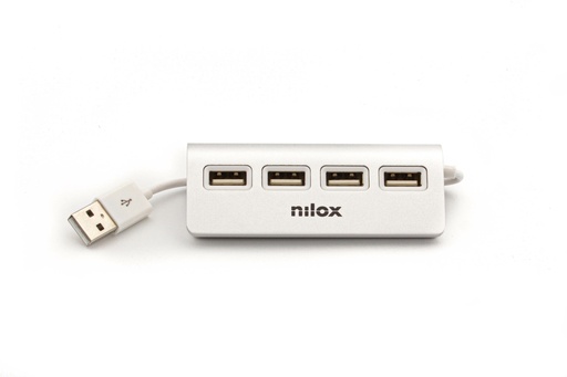 [000000477] NILOX HUB 4 PORTS 2.0 NXHUB04ALU2 ALUMINIUM