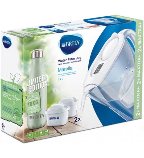 [000000684] BRITA JUG MARELLA WHITE 2 FILTERS+BOTTLE 2,4L