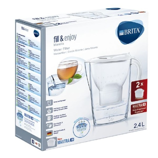 [000000686] BRITA MARELLA WHITE JUG 2 FILTERS + DTOX SOUPS
