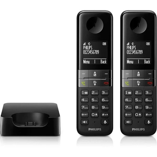 [000000955] PHILIPS WIRELESS LANDLINE TELEPHONE D4702B/34 DUO BLACK