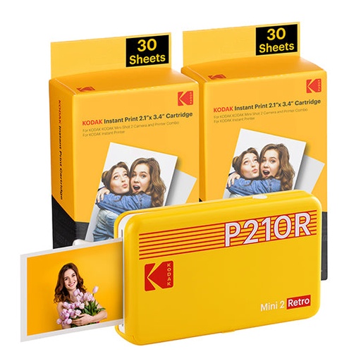 [000000966] KODAK MINI 2 RETRO P210RB60 PORTABLE U'INSTANT PHOTO PRINTER BUNDLE 2.1X3.4 BLACK