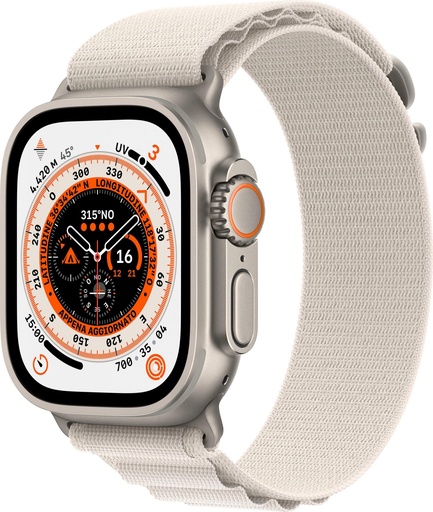[000001394] APPLE WATCH ULTRA MQFQ3TY/A GPS+CELLULAR 49MM TITANIUM CASE WITH STARLIGHT ALPINE LOOP-SMALL