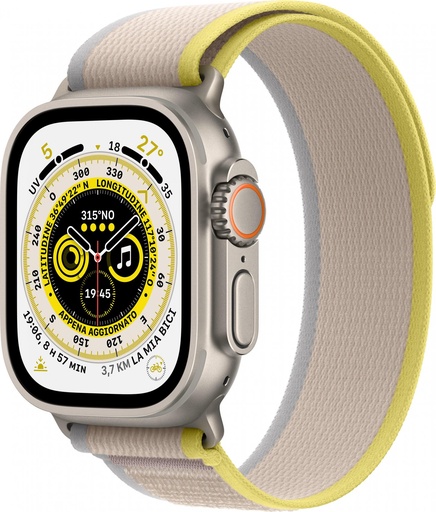 [000001396] APPLE WATCH ULTRA MQFU3TY/A GPS+CELLULAR 49MM TITANIUM CASE WITH YELLOW/BEIGE TRAIL LOOP-M/L