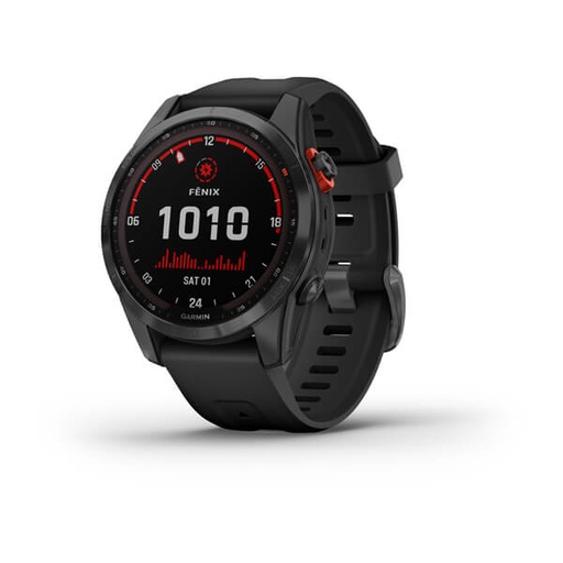 [000001409] GARMIN FENIX 7S SOLAR PREMIUM MULTISPORT GPS WATCH  SLATE GRAY WITH BLACK BAND