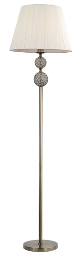 [000001737] LAMPARA DE PIE DE SALON DECORATIVO CON 1 LUZ E-27, ESTRUCTURA DE HIERRO Y CRISTAL  Y PANTALLA DE HILOS EN COLOR CREMA, ALTURA 170CM, DIAMETRO 45CM