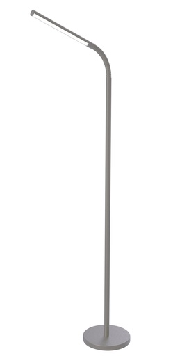 [000001791] LAMPARA DE PIE CON  LUZ LED, ESTRUCTURA EN ALUMINIO COLOR PLATA, ALTURA DE 158CM, DIAMETRO 25CM