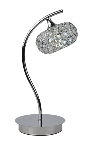 [000001847] LAMPARA PIE DE SOBREMESA COLOR CROMO DE 1 LUZ ,  BOMBILLA LED DE BASE G9, ALTURA 35CM, DIAMETRO 17CM