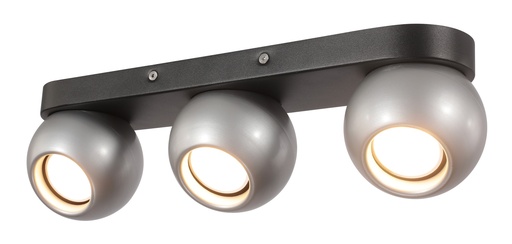 [000001852] FOCO DECORATIVO COLOR GRIS Y NEGRO DE 3 LUZ ORIENTABLE COMPATIBLE CON CUALQUIER BOMBILLA LED GU10,