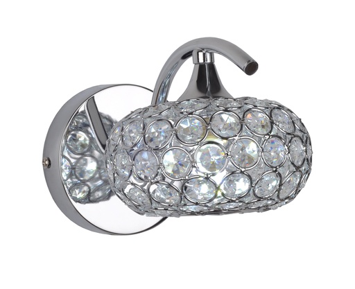 [000001863] LAMPARA DE APLIQUE, FABRICADO EN HIERRO Y CRISTAL COLOR CROMO DE 1 LUZ , BOMBILLA LED DE BASE G9, ALTURA 120CM DIAMETRO 22CM