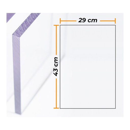 [000001891] PLACA POLICARBONA TRANSPARENTE 4mm - 29x43cm.