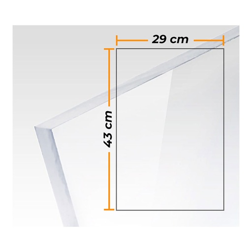 [000001893] PLACA METACRILATO TRANSPARENTE COLADA 3mm - 29x43cm.
