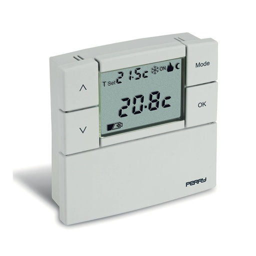 [000001896] TERMOSTATO DIGITAL 3V SERIE "ZEFIRO" 84X84MM COLOR BLANCO PERRY