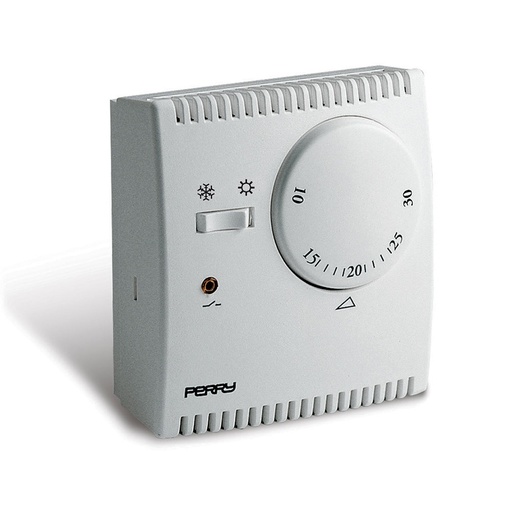 [000001899] TERMOSTATO ANALOGICO DE EXPANSIÓN DE GAS SERIE "TEG" CON LUZ PILOTO Y SELECTOR "VERANO/INVIERNO" COLOR BLANCO PERRY