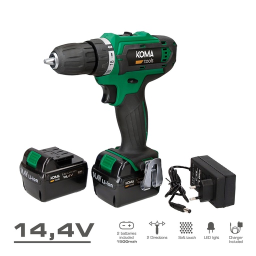 [000002042] TALADRO / ATORNILLADOR A BATERIA LITHIUM-ION 14,4V 20x24cm KOMA TOOLS