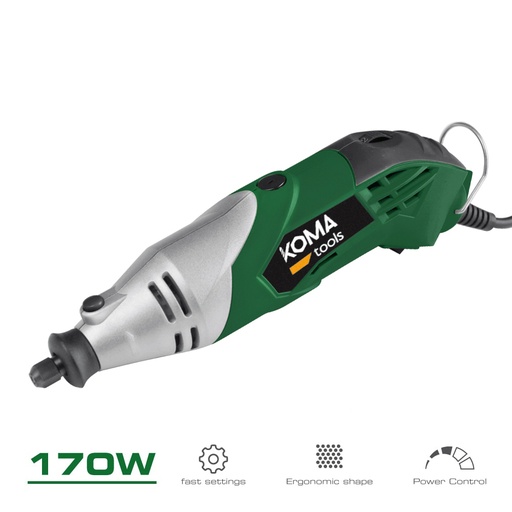 [000002047] MINI HERRAMIENTA MULTIUSOS ROTATIVA 170W + 41 TIPOS DE ACCESORIO (190 PIEZAS EN TOTAL) 23,5x7cm KOMA TOOLS