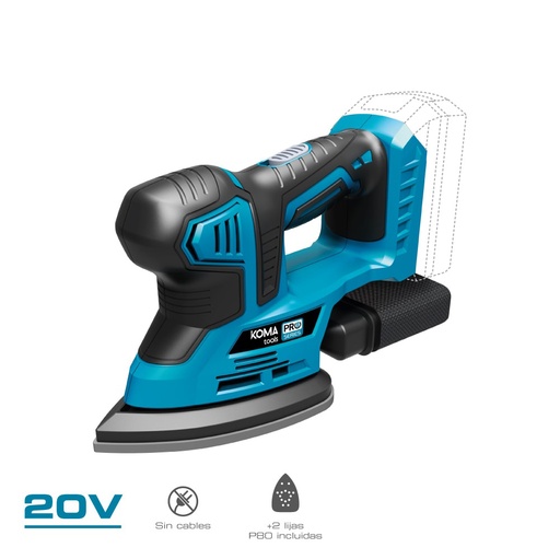 [000002085] LIJADORA TIPO MOUSE 20V (SIN BATERÍA NI CARGADOR) 20,4x15,5cm KOMA TOOLS PRO SERIES BATTERY