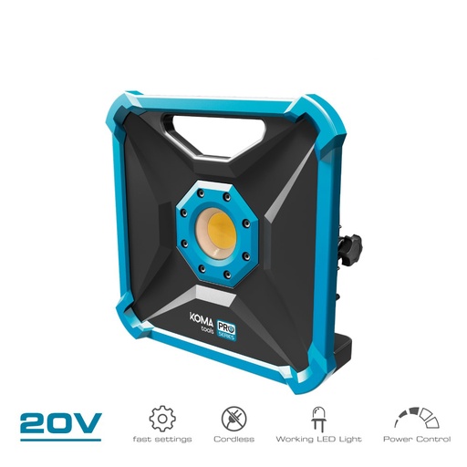 [000002087] FOCO PROYECTOR LED 20W 1800 LUMENS (SIN BATERÍA NI CARGADOR) 22,8x7x22,8cm KOMA TOOLS PRO SERIES BATTERY