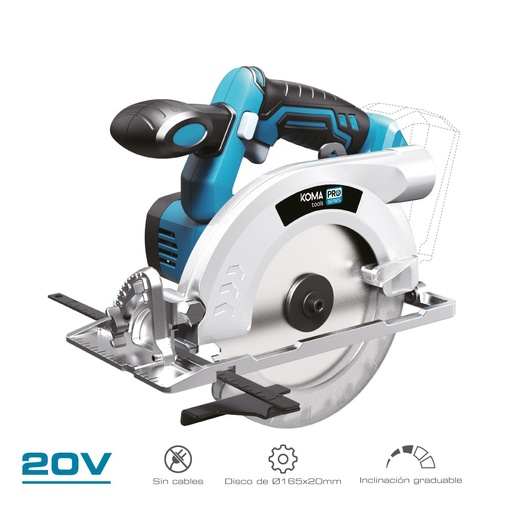 [000002096] SIERRA CIRCULAR 20V (NO INCLUYE BATERIA Y CARGADOR) 30,1x21,5cm KOMA TOOLS PRO SERIES BATTERY