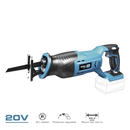 [000002108] SIERRA DE SABLE 20V (SIN BATERÍA NI CARGADOR) 8,5x44x15.5cm KOMA TOOLS PRO SERIES BATTERY