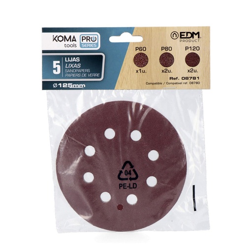 [000002113] KIT 5 LIJAS RECAMBIO PARA 08780 KOMA TOOLS PRO SERIES BATTERY