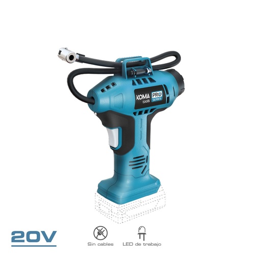 [000002114] COMPRESOR DE AIRE 20V (SIN BATERÍA NI CARGADOR) 7,5x22x25,5cm KOMA TOOLS PRO SERIES BATTERY