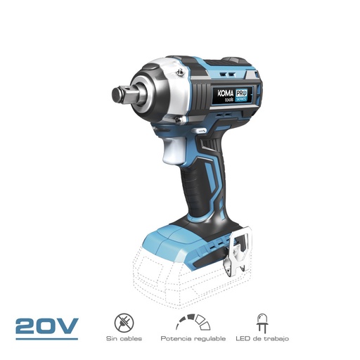[000002115] LLAVE DE IMPACTO 20V BRUSHLESS (SIN BATERÍA NI CARGADOR) 16x23,5cm KOMA TOOLS PRO SERIES BATTERY