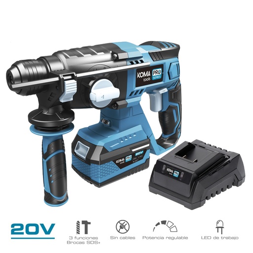 [000002116] KIT MARTILLO PERCUTOR 20V CON 1 BATERIA 4.0A. Y CARGADOR 08772 30x19.5cm KOMA TOOLS PRO SERIES BATTERY