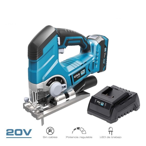 [000002117] KIT CALADORA 20V CON 1 BATERIA 2.0A Y CARGADOR 08772. 23x21,5cm KOMA TOOLS PRO SERIES BATTERY