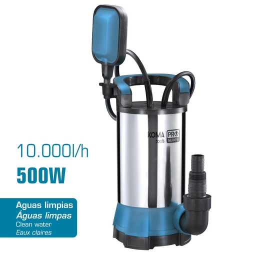 [000002123] BOMBA PARA EXTRACCION DE AGUA LIMPIA 500W INOXIDABLE 17x30cm LIMPIA KOMA TOOLS