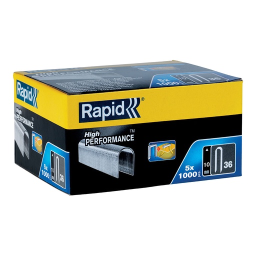 [000002176] CAJA 5000 GRAPAS PARA CABLE 36 10mm. 5x1000 unid. DP 11884410 RAPID