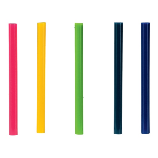 [000002184] BLISTER 36 BARRAS COLA Ø7x90mm ROJO, VERDE, AMARILLO, AZUL Y NEGRO. 5001426 RAPID