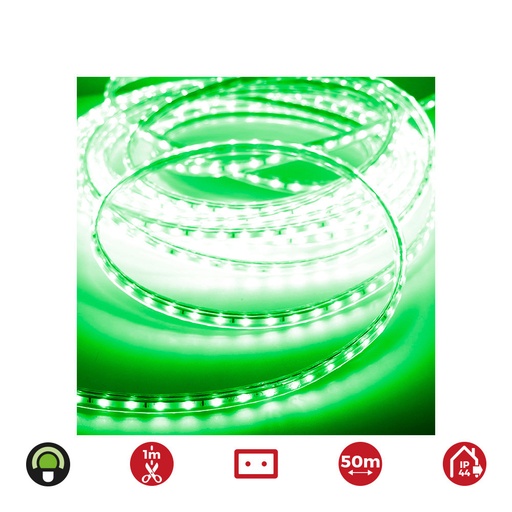 [000002203] TIRA DE LED  60 LEDS/m 4,2W/m VERDE EDM 220-240V IP44 -  EURO/m  50m