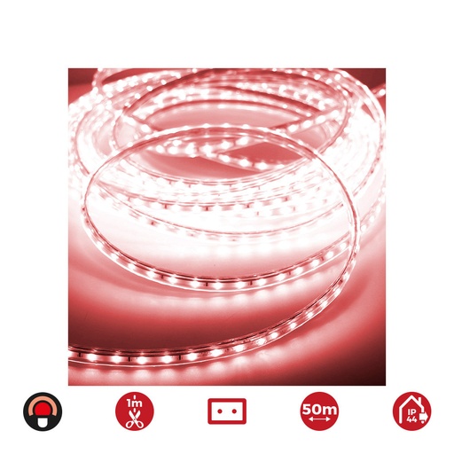 [000002204] TIRA DE LED 60 LEDS/m 4,2W/m ROJO EDM IP44 220-240V -  EURO/m  50m