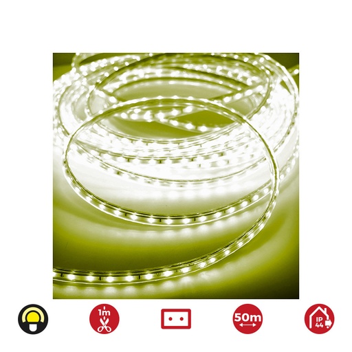 [000002205] TIRA DE LED  60 LEDS/m 4,2W/m AMARILLO EDM IP44 220-240V   EURO/m  50m