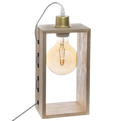 [000002214] LÁMPARA RECTANGULAR DE MADERA E27