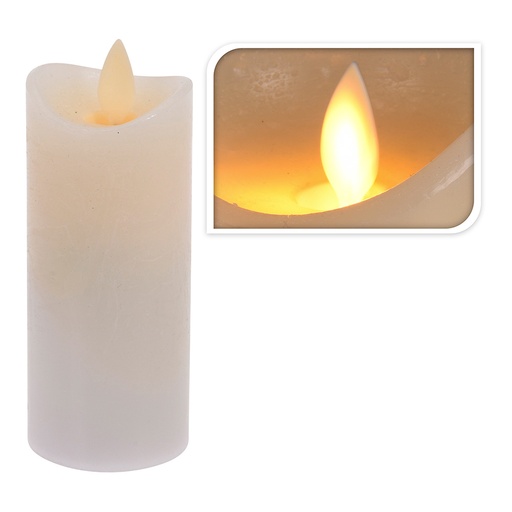 [000002276] VELA LED EFECTO FUEGO REAL Ø7,5x12cm COLOR BLANCO LUZ BLANCO CÁLIDO