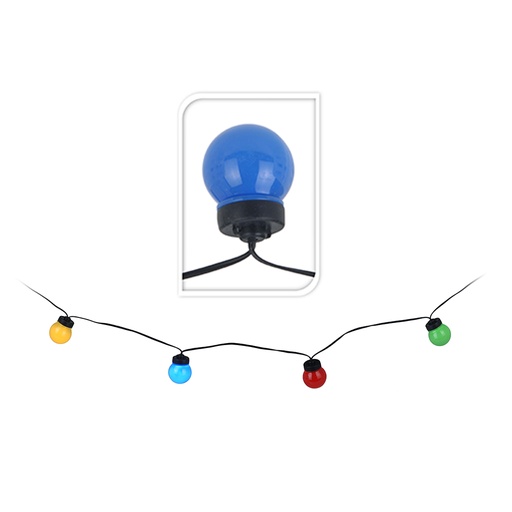 [000002332] GUIRNALDA LED BOMBILLAS ESFERICAS PARA EXTERIOR MULTICOLOR (COLORES VIVOS) 12,5m 20 LEDS