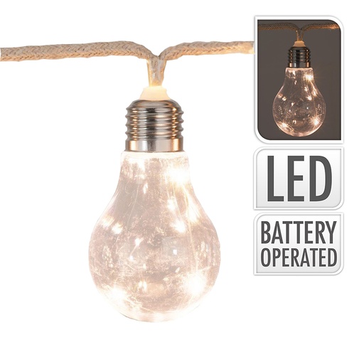 [000002410] GUIRNALDA A PILAS. 10 BOMBILLAS CON 3 LEDS 2,55m
