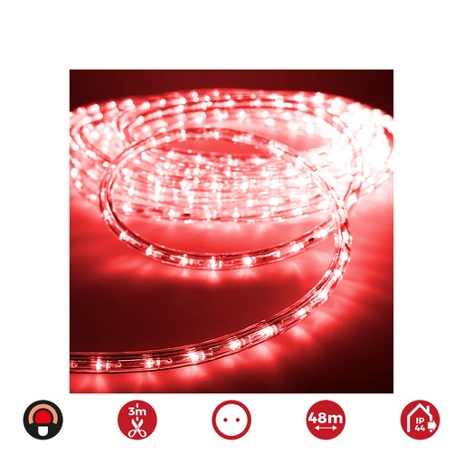 [000002454] TUBO FLEXILED LED 2 VIAS MULTIFUNCION 36 LEDS/m ROJO  (IP44 INTERIOR-EXTERIOR) EDM 48m. EURO/MTS