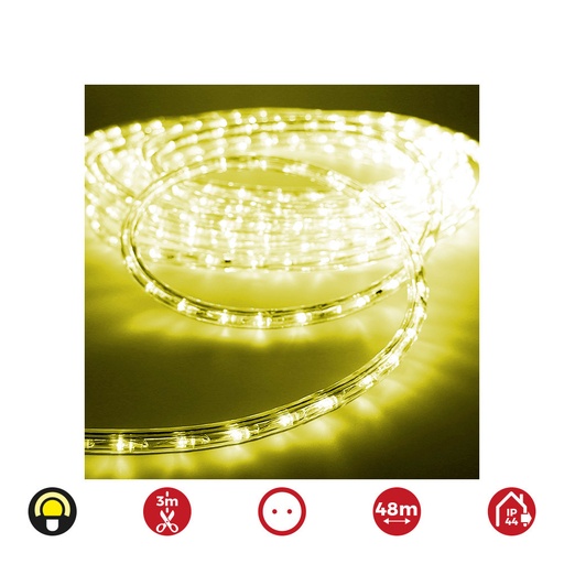 [000002455] TUBO FLEXILED LED 2 VIAS MULTIFUNCION 36 LEDS/m  AMARILLO (IP44 INTERIOR-EXTERIOR) EDM. 48m EURO/m