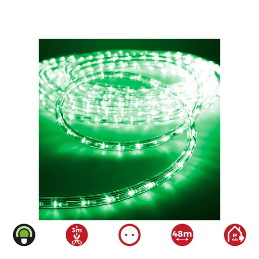 [000002457] TUBO FLEXILED   LED 2 VIAS MULTIFUNCION 36 LEDS/m VERDE 48m  (IP44 INTERIOR-EXTERIOR) EDM.   EURO/MTS