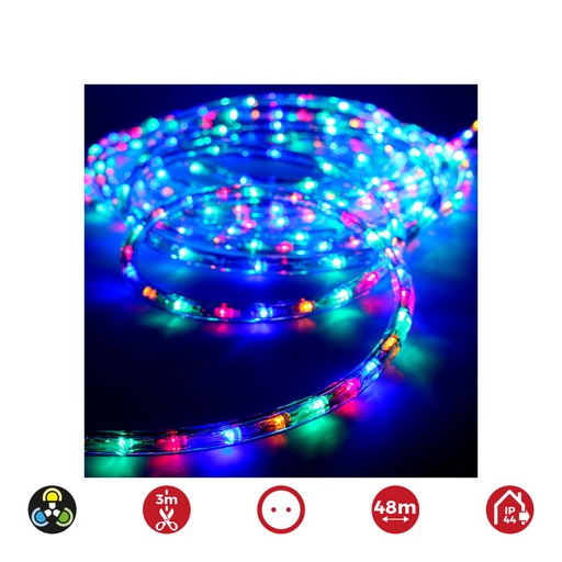 [000002460] TUBO FLEXILED  LED 2 VIAS MULTIFUNCION 36 LEDS/m  MULTICOLOR (IP44 INTERIOR-EXTERIOR) EDM.  48m  EURO/m