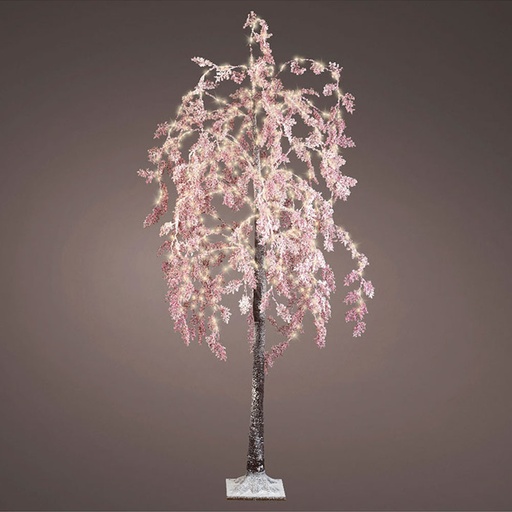 [000002495] SAUCE LLORÓN MICROLED FLOR ROSA EXTERIOR 210CM 600 LEDS